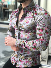 Load image into Gallery viewer, Casual Men Shirt Long Sleeve Europe Style Slim Fit Shirt Men Cotton Floral Shirt Hawaii Button Shirt Top Blouse Male Top M-5XL