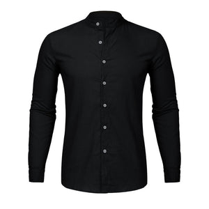 Dropshipping Fashion Men's Casual O-Neck Button Solid Beach Long Sleeve Top Blouse Casual Dress Women Korea style