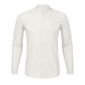 Dropshipping Fashion Men's Casual O-Neck Button Solid Beach Long Sleeve Top Blouse Casual Dress Women Korea style