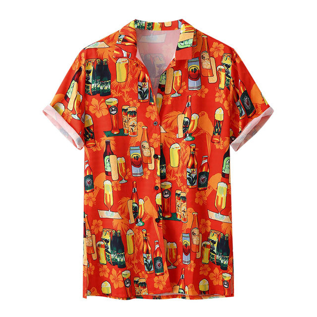 Stylish Men Beer Festival Printed Hot Style hawaiian Shirt With Short Sleeves M-3XL camisa masculina camisas hombre Dropshipping